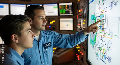 Nuclear Power Plant Engineers in Control Room
