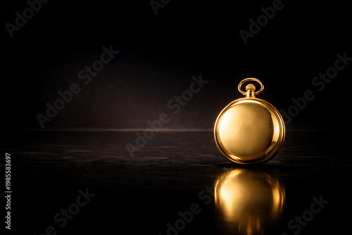 Polished 24k gold pocket watch on dark studio, timeless heritage and time investment concept