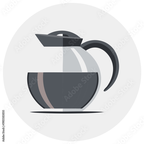 Modern flat design illustration of a coffee pot or beverage carafe containing dark liquid