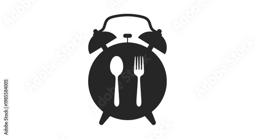 Alarm Clock with Spoon and Fork.
