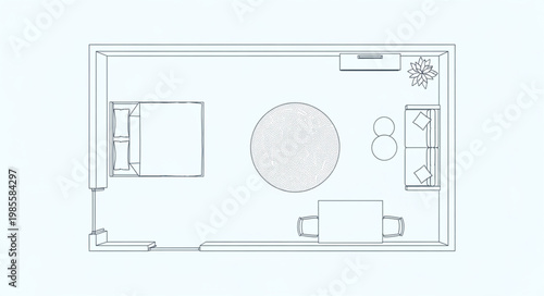 Architectural Floor Plan of a Modern Living Room Layout.