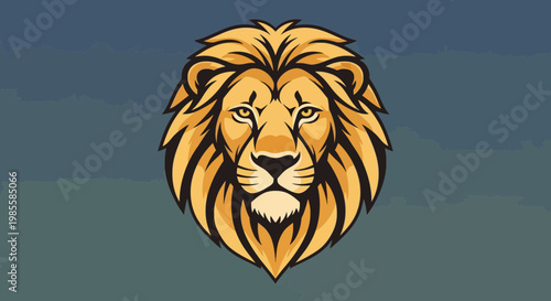 Detailed lion head vector illustration with a golden mane; a strong mascot symbol in fierce and powerful design with outlined details