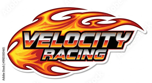 Velocity Racing Flames Logo Design.