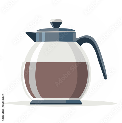 Glass coffee pot filled with fresh brewed hot coffee beverage illustration