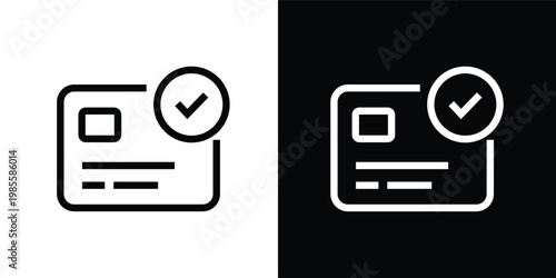 Verified id card with checkmark icon on white and black background
