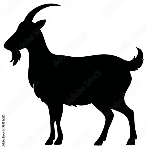 Goat Silhouette Black Livestock Animal Horned Mammal Side View Graphic