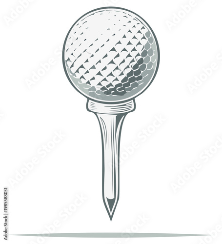 Golf ball on a tee ready for a powerful drive on the golf course