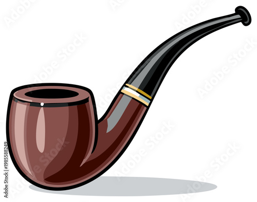 Stylish Brown Smoking Pipe with Black Stem Classic Design for Tobacco Use