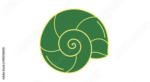 Green Nautilus Shell Icon Simple Design.