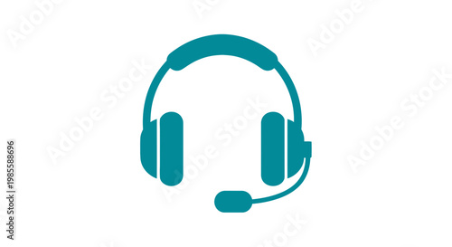 Teal Headset with Microphone Icon.