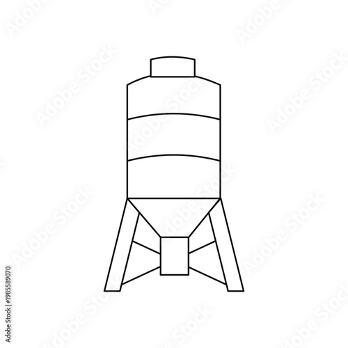 Industrial storage silo tank for cement or grain processing factory vector minimal line icon.Editable stroke, Vector illustration, Line art Icon, Symbols.