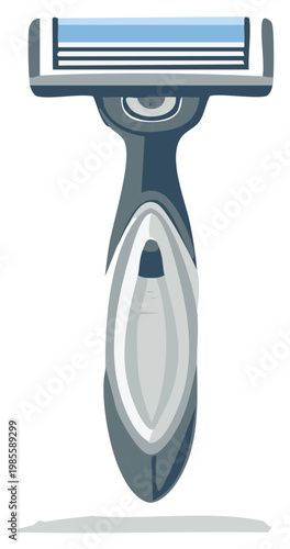 Modern blue and gray razor with multiple blades for smooth shave