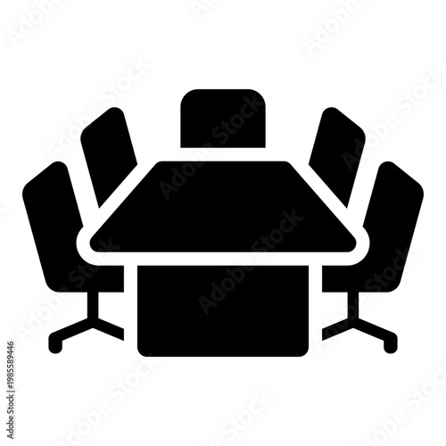 Conference table icon, symbolizing business meeting, teamwork, and collaborative workspace.