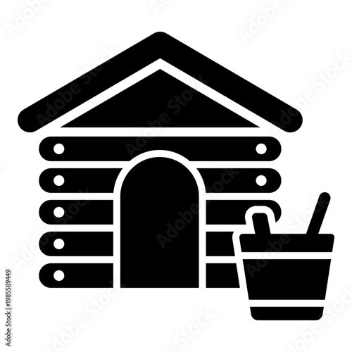 Sauna cabin icon, symbolizing heat therapy, relaxation, and wellness treatment.
