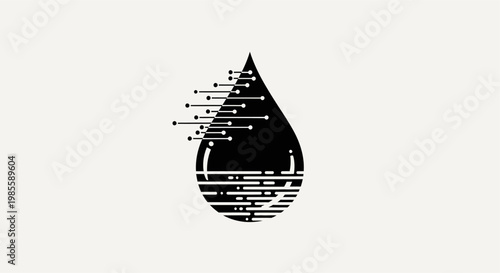 A stylized black water drop icon.