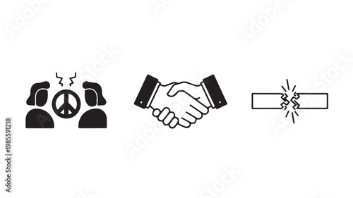 Business Partnership and Peaceful Agreement Icons
