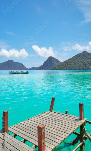 Jetty on Bohey Dulang Island, Sabah, Borneo, Malaysia.