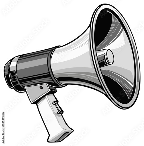 Loudspeaker Drawing Illustration of a Bullhorn for Announcements and Broadcasts