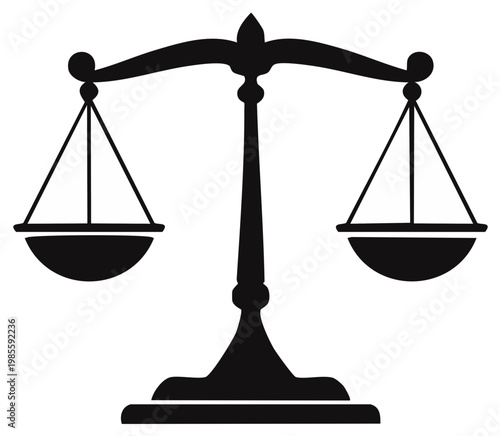 Scales of Justice Representing Law Legal System Balance in Black Silhouette Style