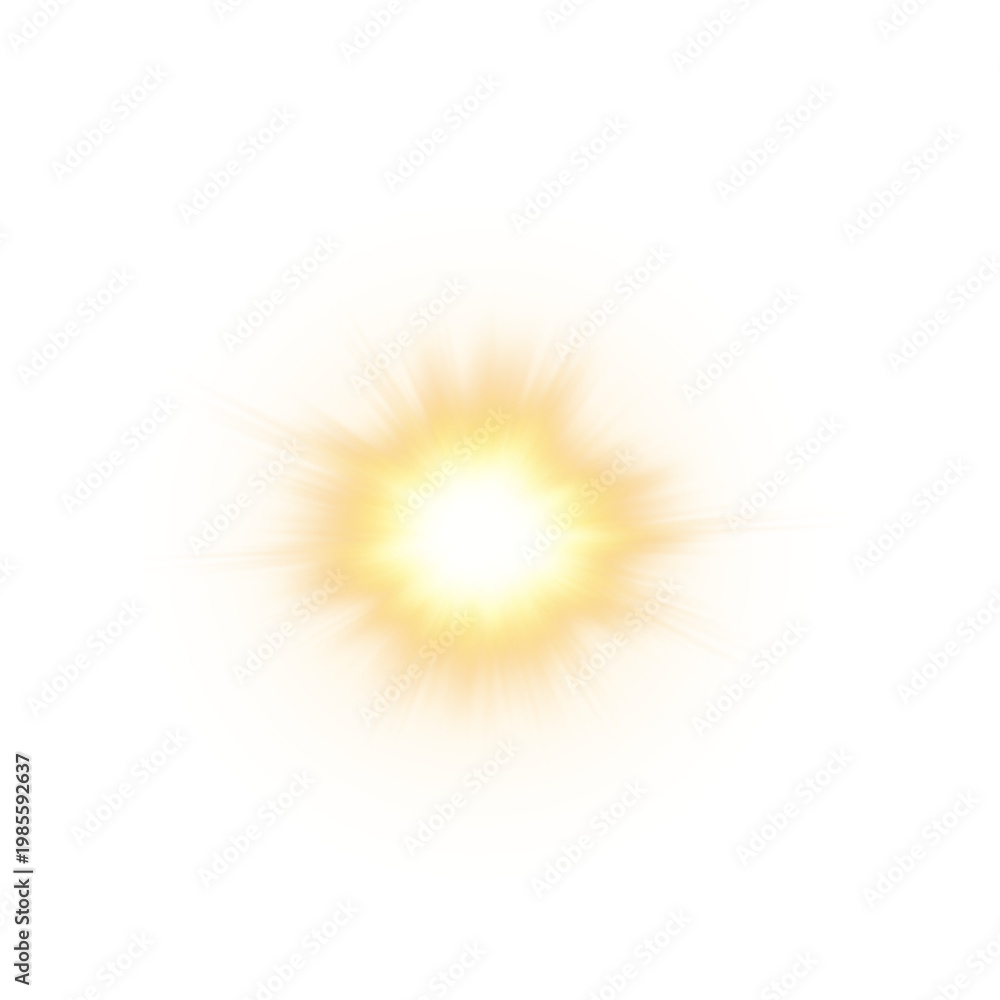 Fototapeta premium PNG Glowing light effect with sunshine flare and sparkling sunbeam burst isolated on transparent background PNG