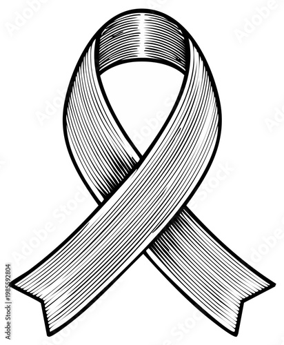 Awareness Ribbon Symbol Etching Style Support Cause Aid Charity Hope