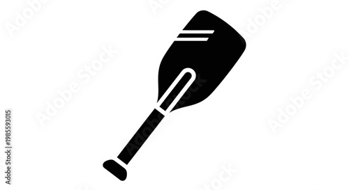 Black Canoe Paddle Icon Silhouette Isolated on White Background