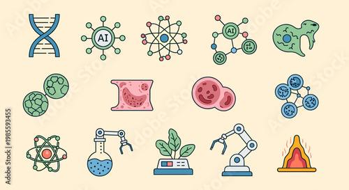 A whimsical illustration combining science and sports. Perfect for educational materials, branding, or website graphics relating to learning and innov