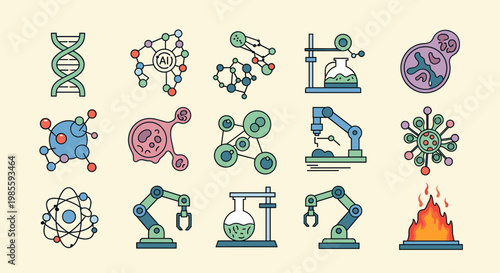 A clean, modern illustration of atomic structures against a neutral background. Perfect for educational materials, science-related content, or brandin