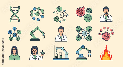 A cheerful illustration of a woman in a lab coat and safety glasses, evoking a sense of innovation and scientific progress. Ideal for representing edu