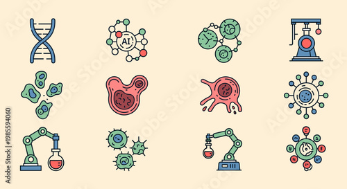 A playful illustration depicting a robotic arm holding a flask. Ideal for conveying concepts like scientific research, innovation, and technological a