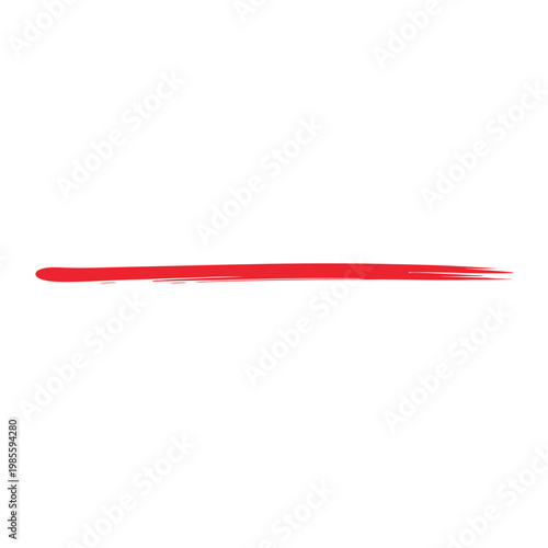 A single horizontal red brushstroke on a stark white background