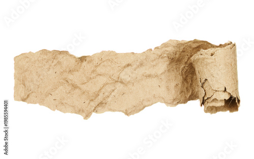 A close-up view of a torn piece of paper against a black background