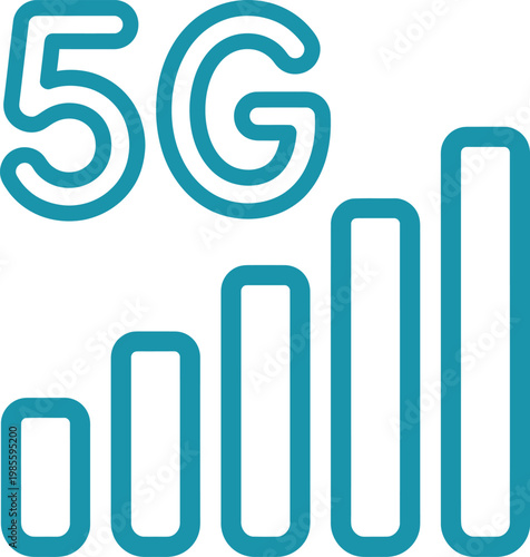 5G network signal strength symbol with bars  technology icon