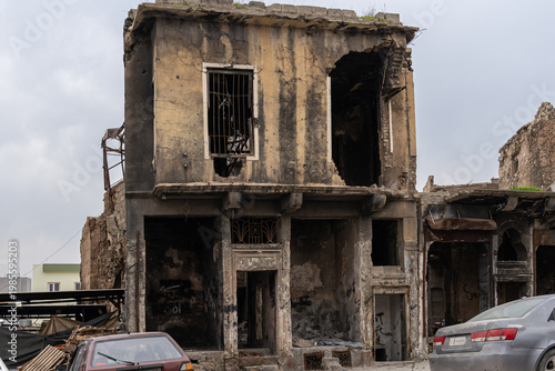 Destroyed houses and apartments in Mosul, Iraq