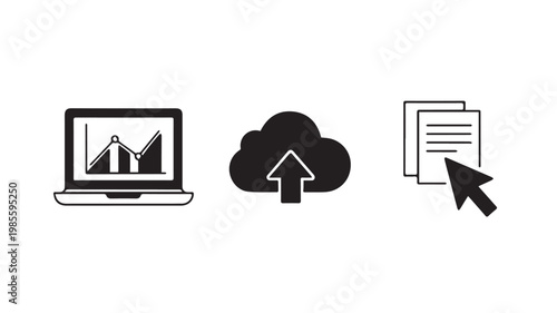Cloud Computing Data Upload Icon Set