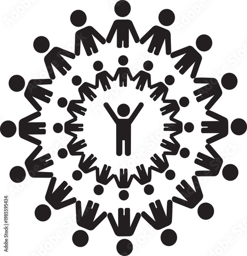 Circle of People Unity Icon – Community, Teamwork, Inclusion, Social Connection Concept