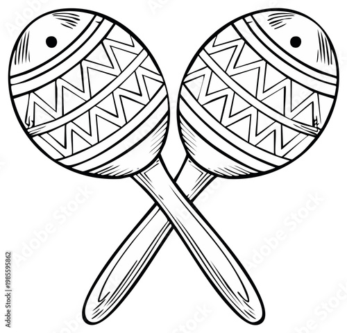 Sketched Maracas Illustration Traditional Mexican Percussion Instruments Drawing