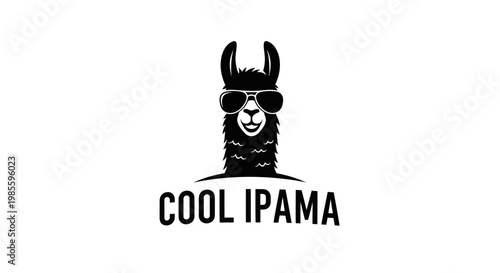 Cool Llama Wearing Sunglasses, Funny Animal Vector Logo Icon