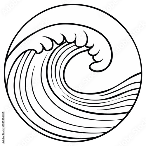 Stylized Ocean Wave Icon Symbol Circular Design