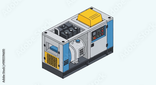 Industrial machine with yellow and blue components.