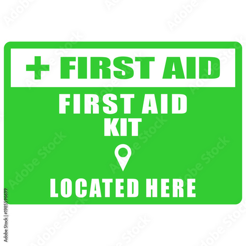 First Aid kit. Located Here. Sign vector