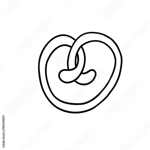 Pretzel sketch. vector line art illustration on isolated background.
Minimalist bakery icon traditional German  bread in outline style.
Snack and pastry element for cafe menu or bakery branding