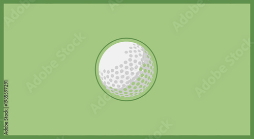 Golf ball illustration with dimples in a circle on a putting green background graphic design for sports and recreation