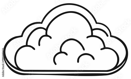 Simple Hand Drawn Outline Cloud Illustration with Rainbow Arch Above