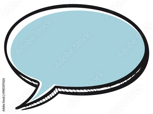 Empty Light Blue Comic Book Speech Bubble with Bold Outline and Shadow