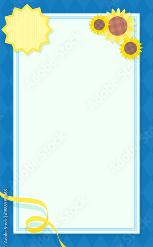 ひまわりと四角フレームの父の日ギフトテンプレート_文字なし_縦