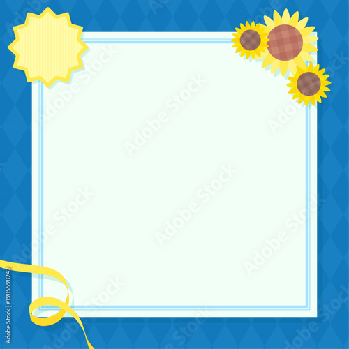 ひまわりと四角フレームの父の日ギフトテンプレート_文字なし_正方形