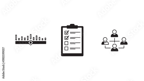 Business organization chart and checklist icons
