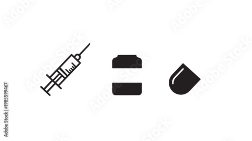 Medical injection concept with syringe and blood drop icons