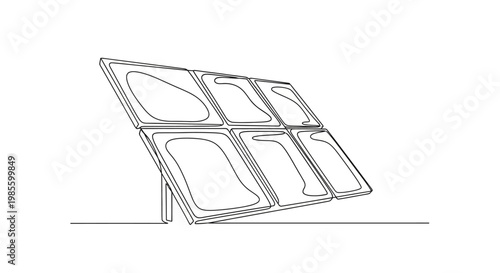 Single Line Drawing Solar Panel Icon, Renewable Energy Technology Concept